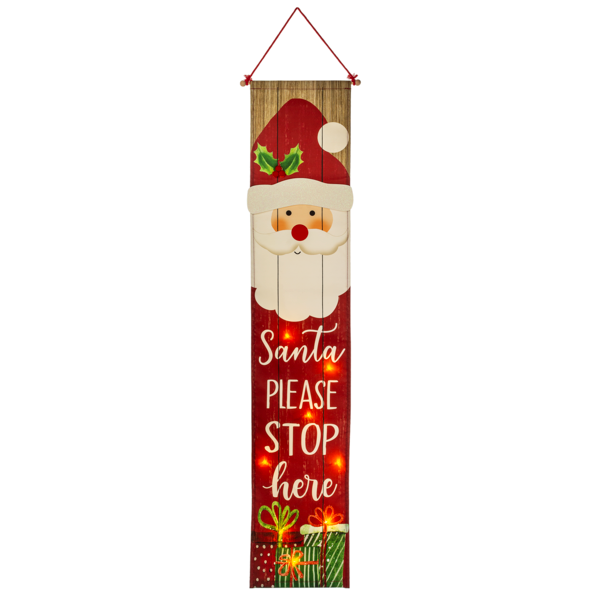 Santa Please Stop Here Light Up Banner