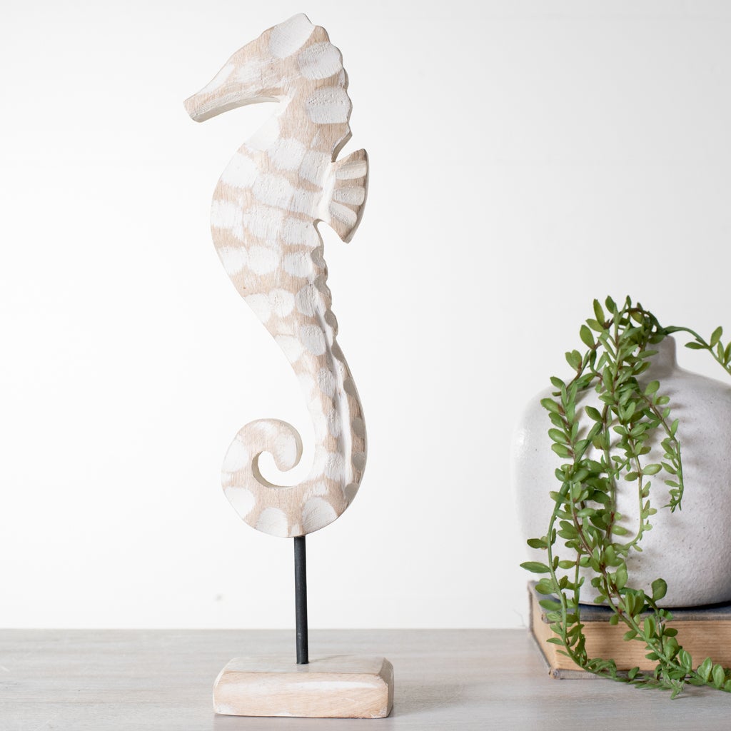 Wood Seahorse on Stand