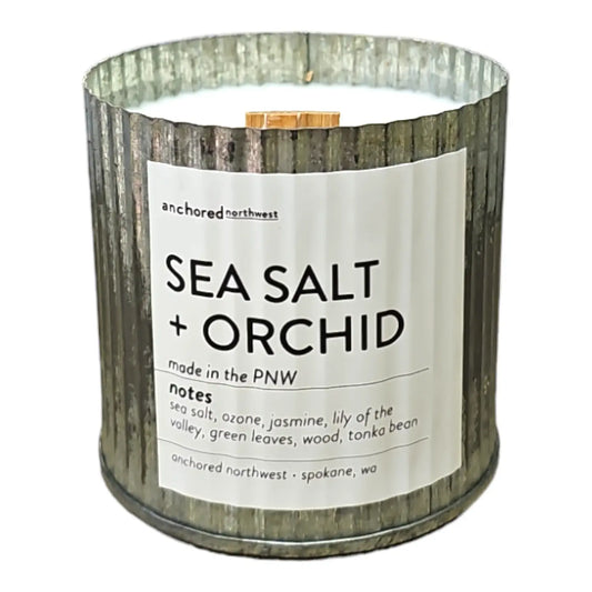 Sea Salt & Orchid Rustic Vintage Farmhouse Wood Wick Candle