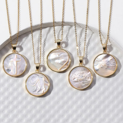 Etched Shell Pendant Necklace