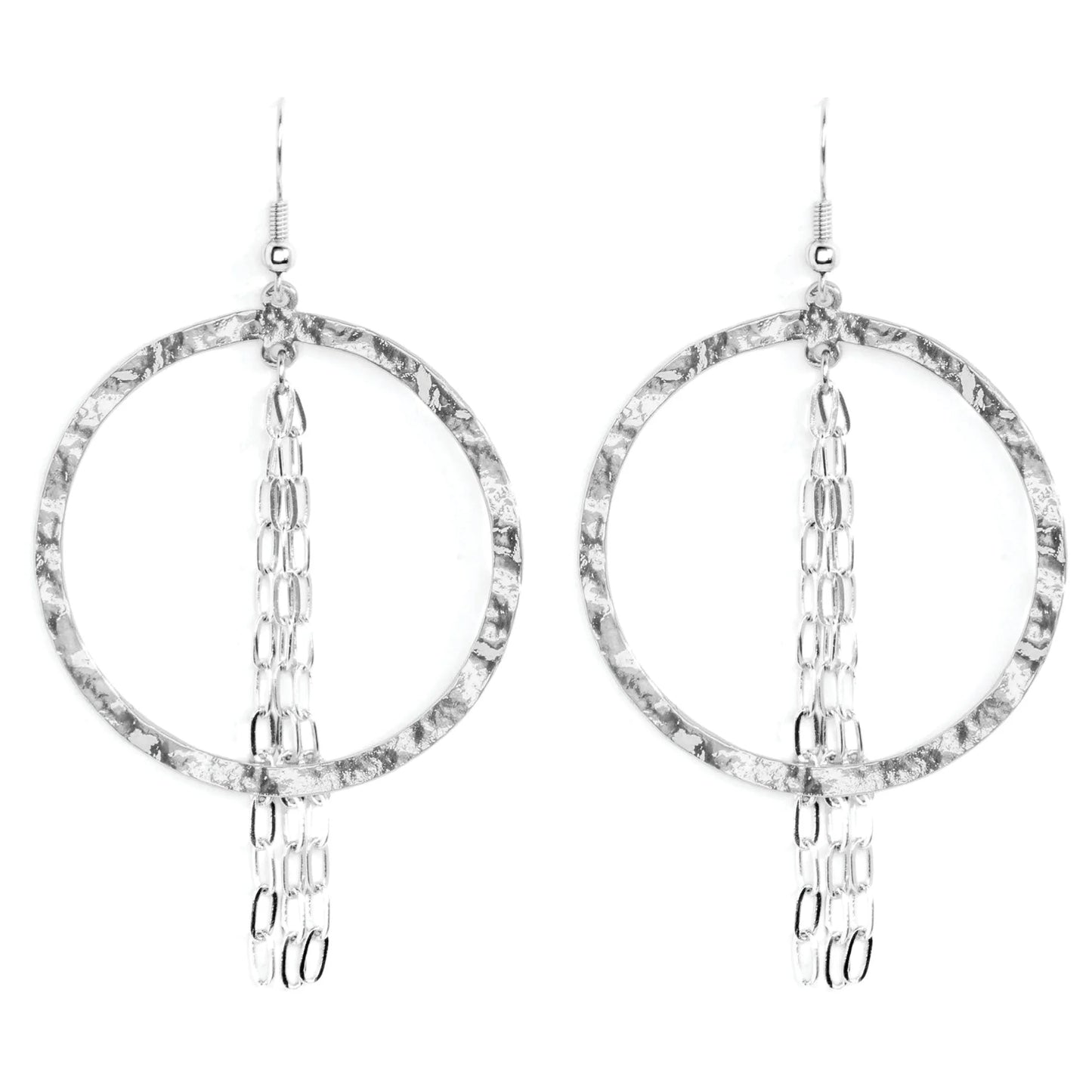 Silver Gilded Earrings with Link Chain Accent