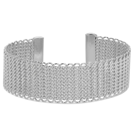 Silver Interwoven Mesh Vibe Cuff Bracelet