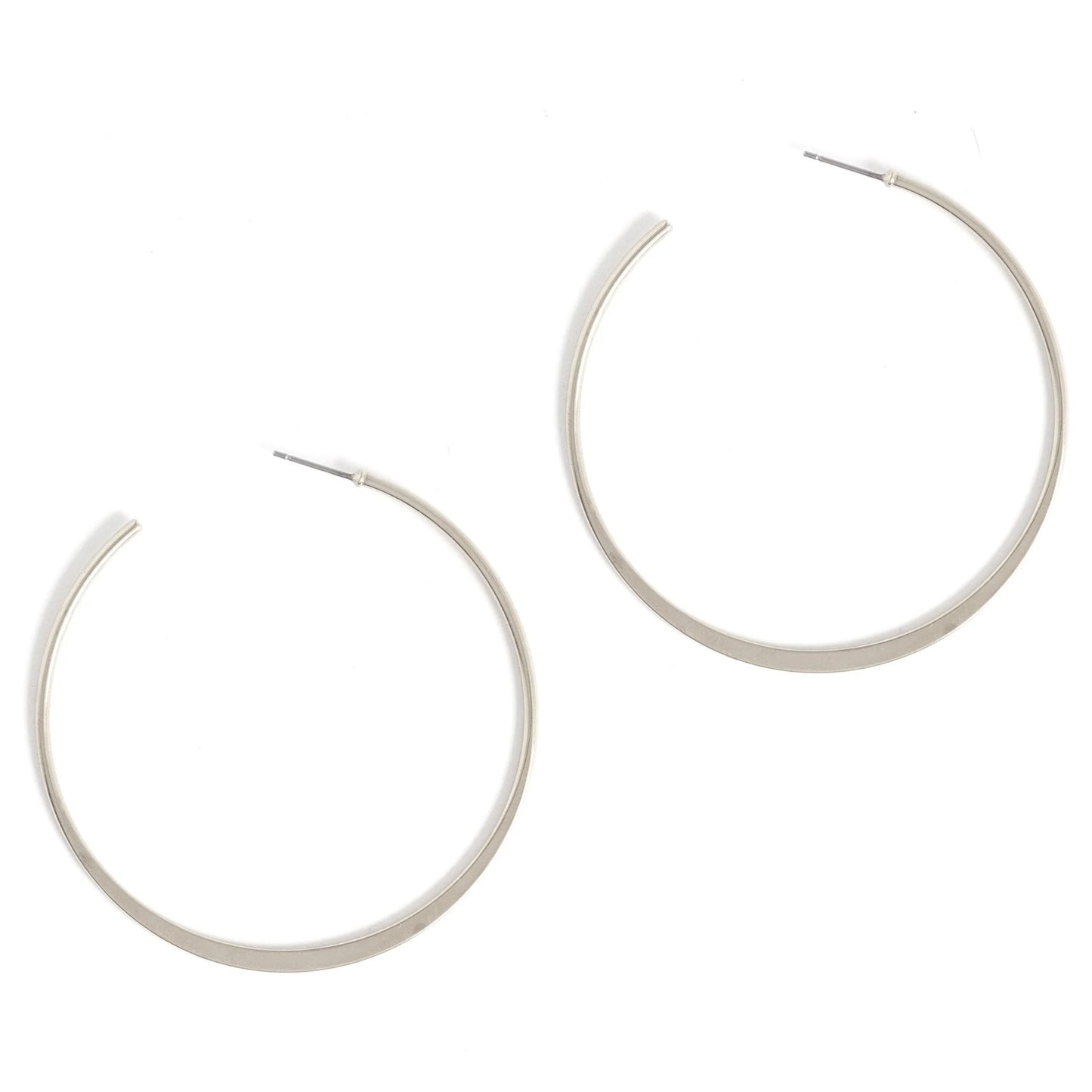 Silver Large Delicate Hoops With Flat Bottom