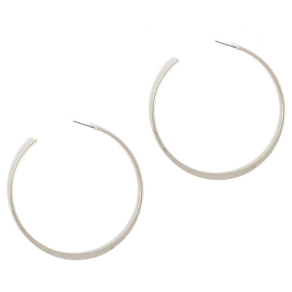 Silver Large Delicate Hoops With Flat Bottom