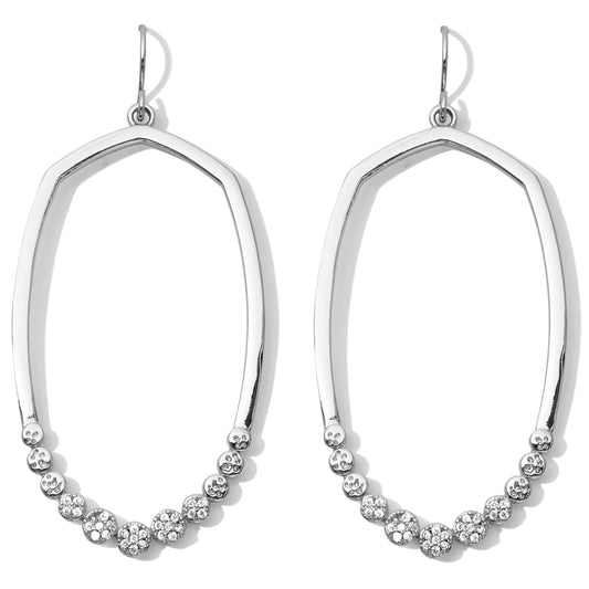 Silver Long Earrings with Pave Rounds