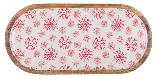 Red & White Enameled Snowflake Tray (2 Sizes)