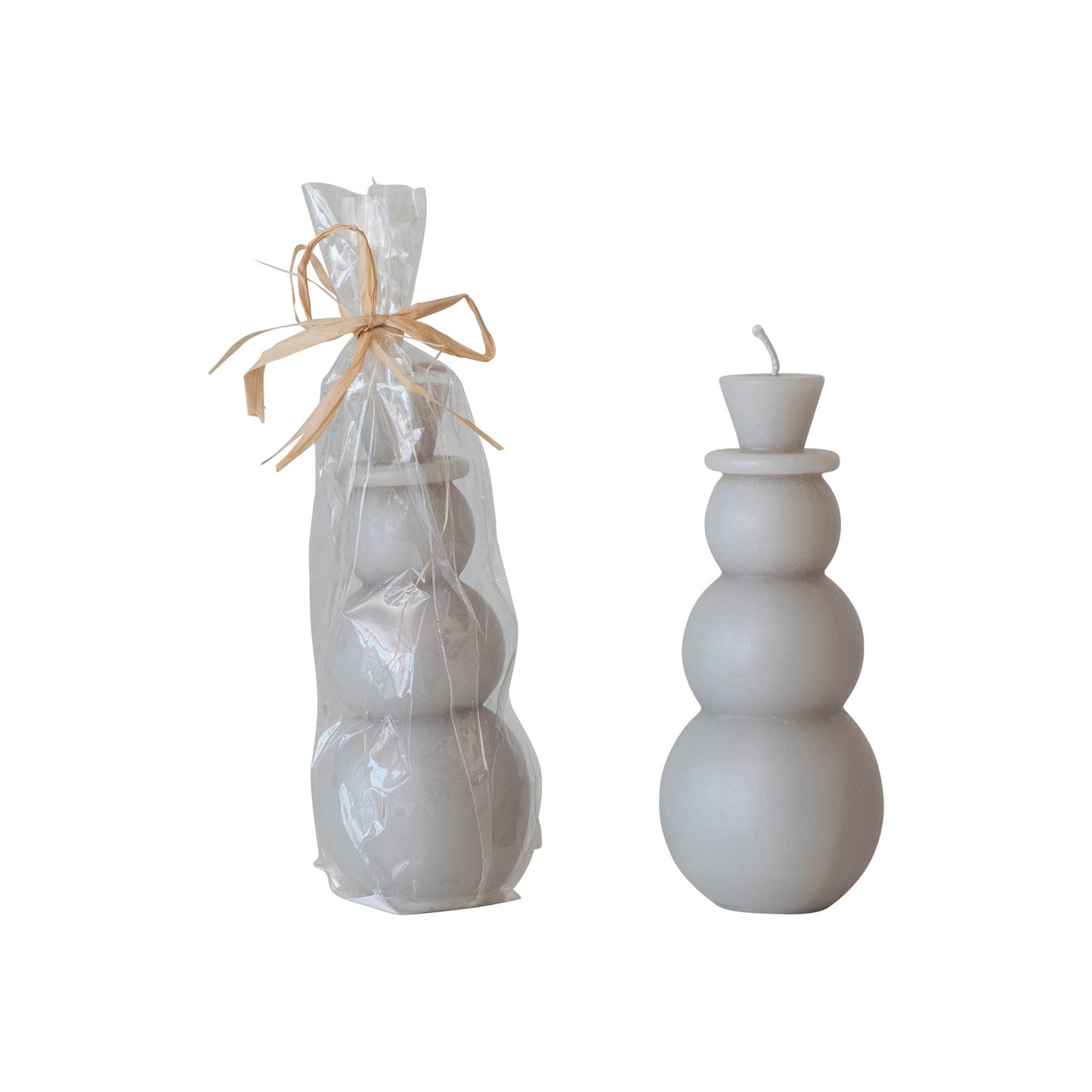 Unscented Snowman Shaped Candle, Grey