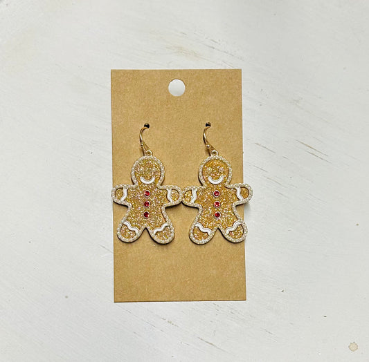 Sparkle Gingerbread Man Earrings