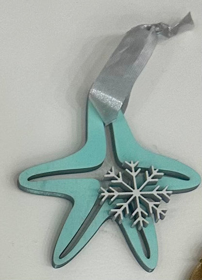 Sea Life Snowflake Ornaments (Ribbons Vary)