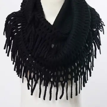 Tassel Fringe Knit Infinity Scarf (More Colors)