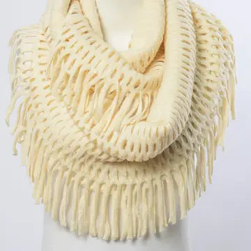 Tassel Fringe Knit Infinity Scarf (More Colors)