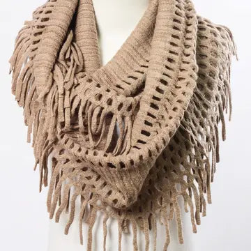 Tassel Fringe Knit Infinity Scarf (More Colors)