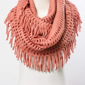 Tassel Fringe Knit Infinity Scarf (More Colors)