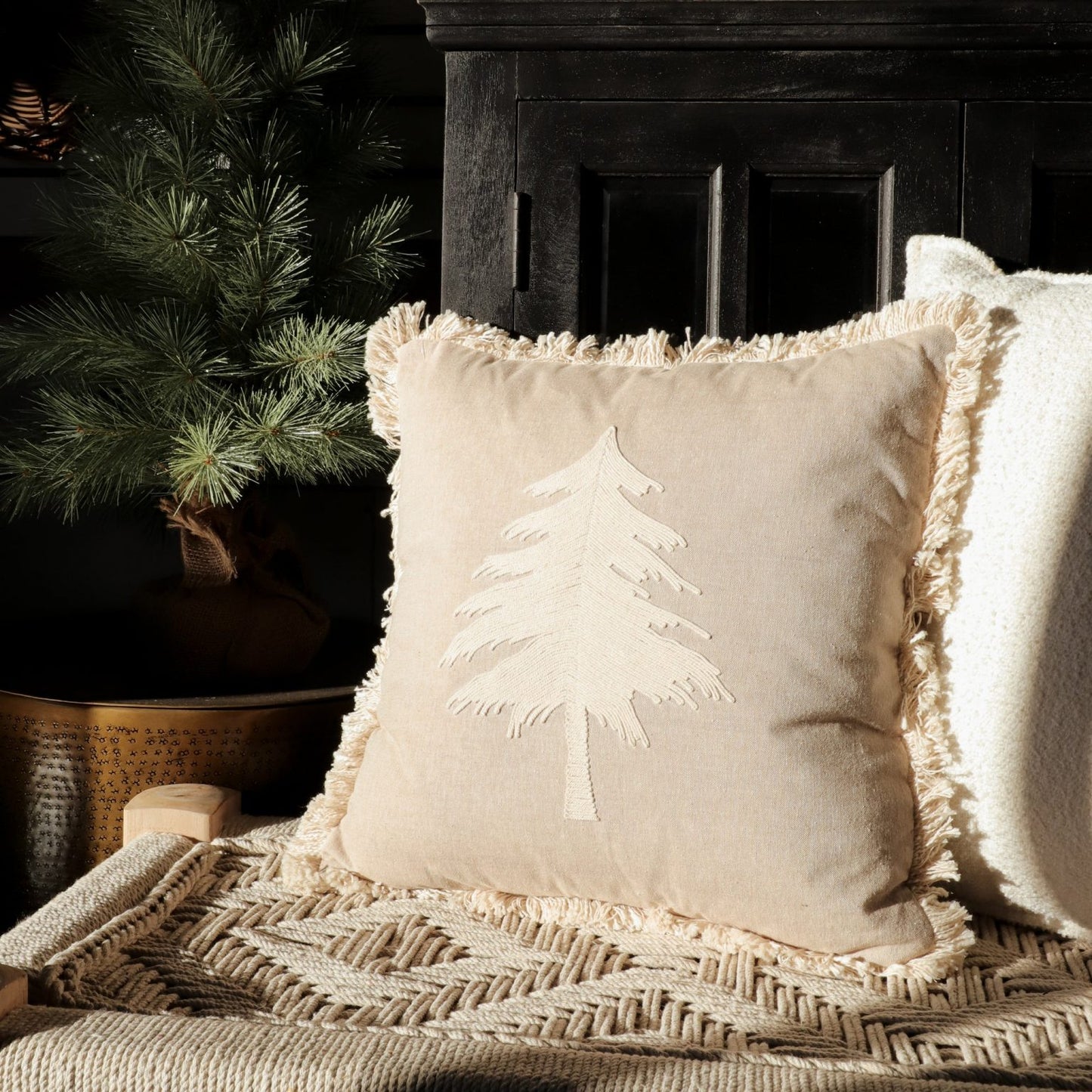 Beige Single Tree Pillow