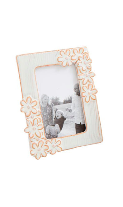 Vertical White Stoneware Flower Mini Frame