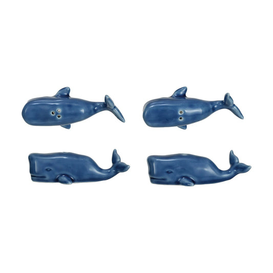 Stoneware Whale Salt & Pepper Shakers, Set of 2