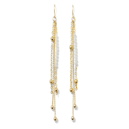 White & Gold Long Earring with a Pop of Color