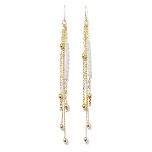 White & Gold Long Earring with a Pop of Color