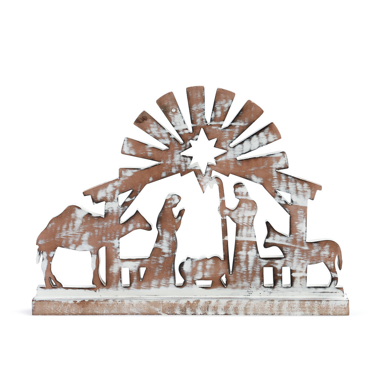 White Washed Wood Nativity