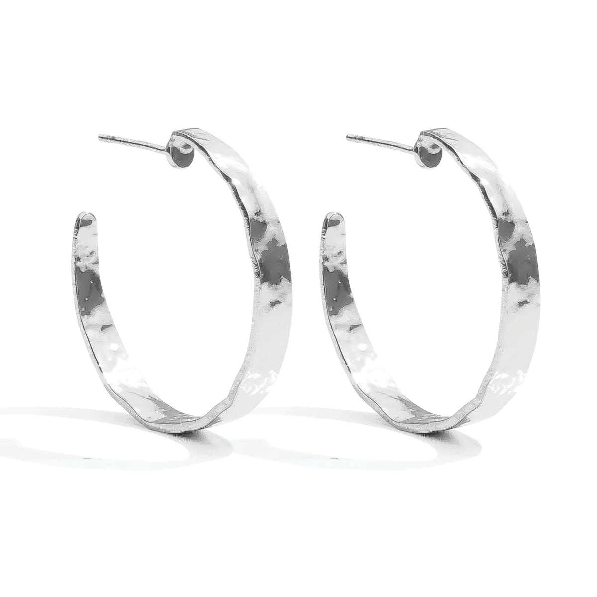 Silver Wide Gilded Hoops