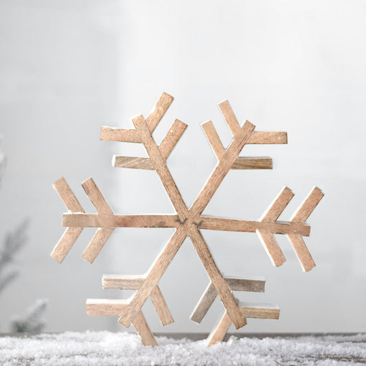 9.06" Wooden Snowflake Table Decore