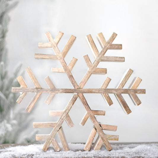 12" Wooden Snowflake Table Decor