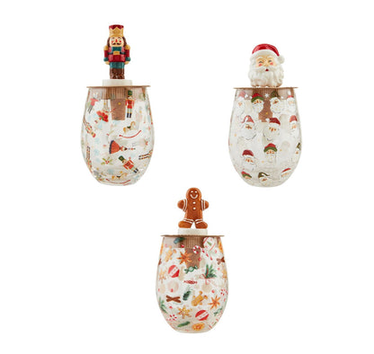 Christmas Wine Glass & Stopper Set