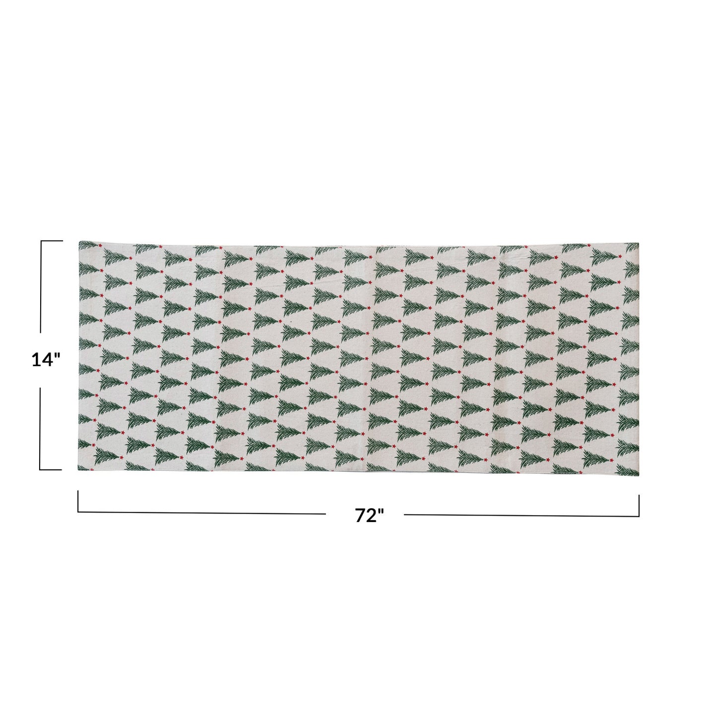 Stonewashed Cotton Printed Table Runner w/ Christmas Tree Pattern
