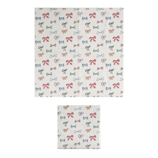 Paper Napkins w/ Bows Pattern, Multi Color (Contains 50 Folded Pieces) ©