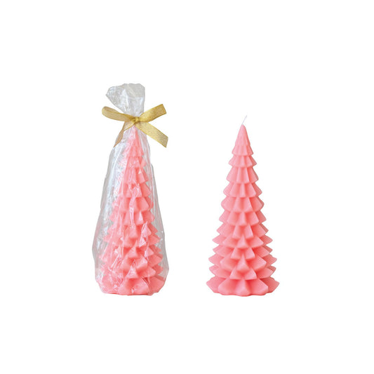 Unscented Tree Shaped Candle, Pink (Est. Burn Time 34 Hours)