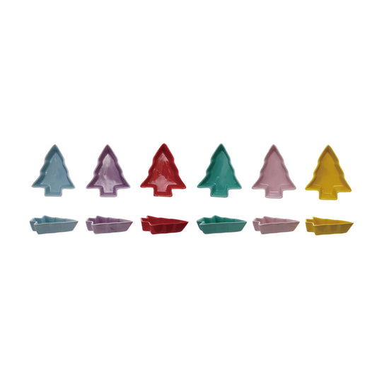 4-3/4"L x 4"W Stoneware Tree Shaped Ramekin, 6 Colors