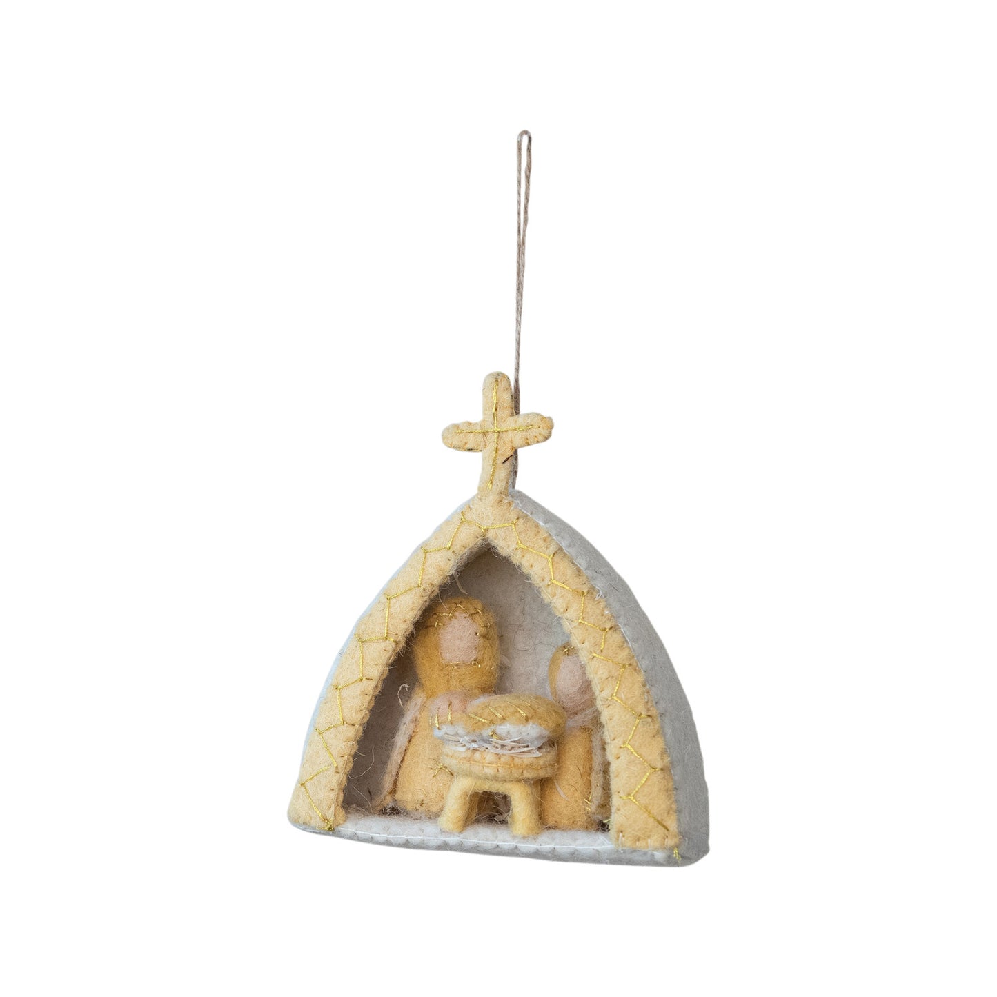 Handmade Wool Felt Holy Family Ornament with Embroidery ©