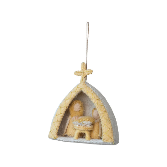 Handmade Wool Felt Holy Family Ornament with Embroidery ©