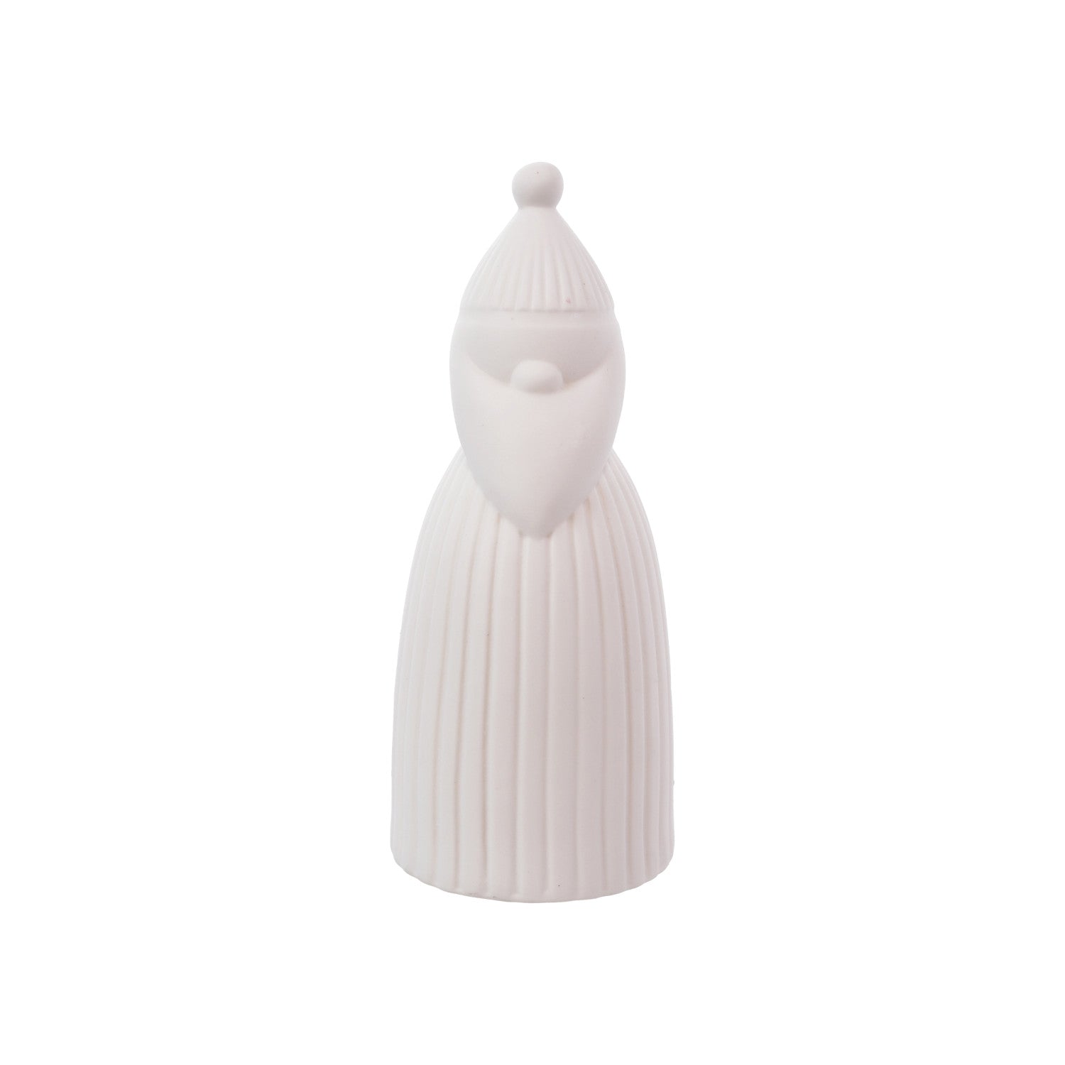 Stoneware Bisque Santa Shaped LED Light, White (Batteries Included)
