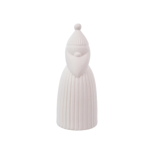 Stoneware Bisque Santa Shaped LED Light, White (Batteries Included)