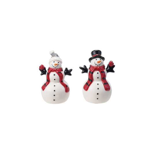 Stoneware Snowmen Salt & Pepper Shakers, Set of 2 ©