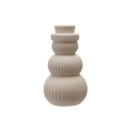 Stoneware Bisque Snowman Shaped LED Light (Batteries Included)