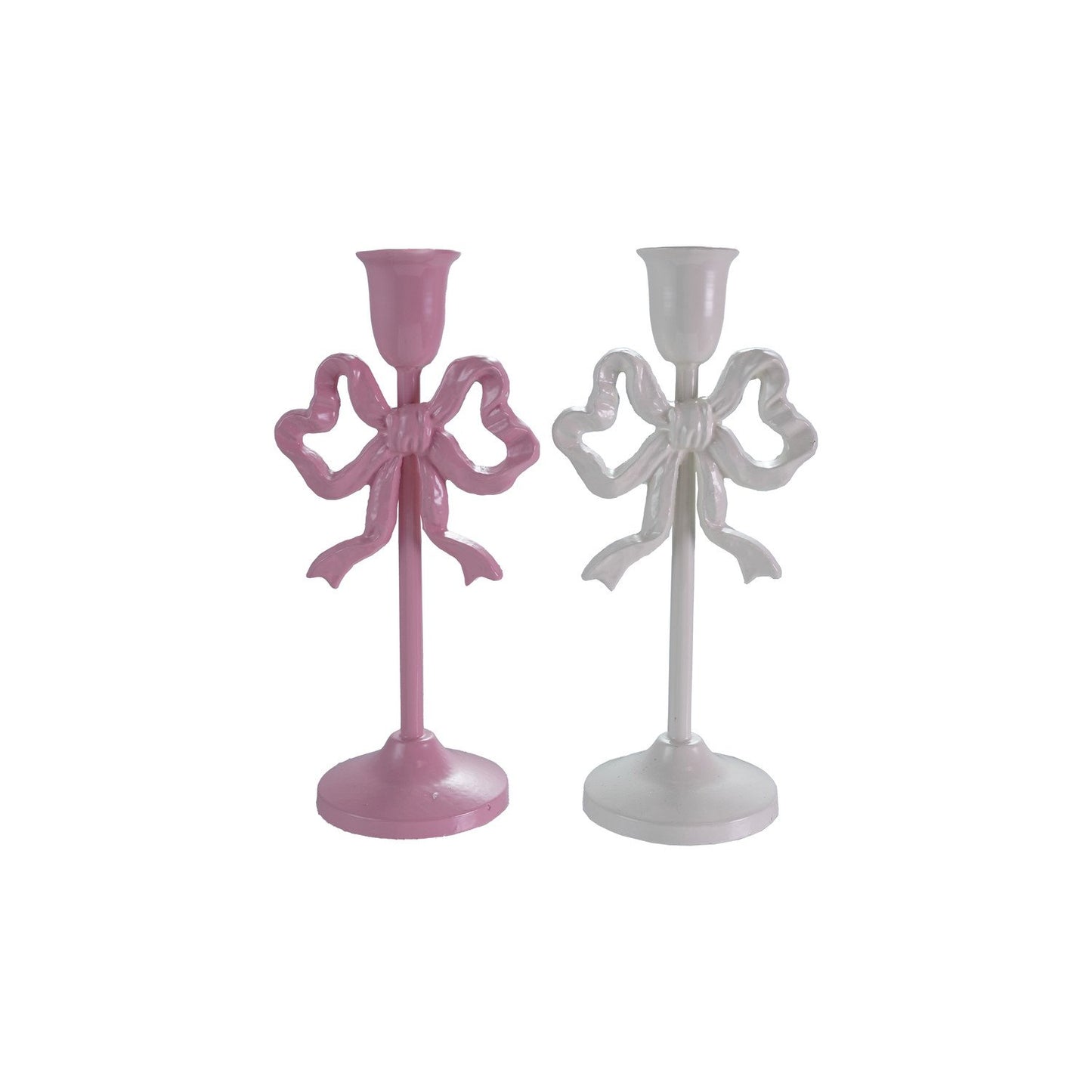 4-3/4"L x 3-1/2"W x 10"H Cast Iron Bow Taper Holder, 2 Colors