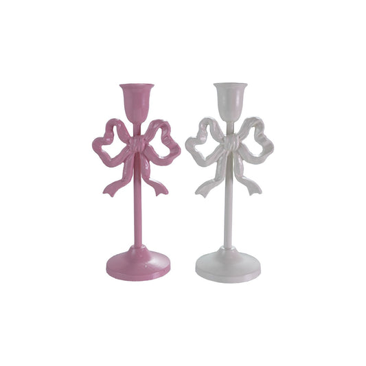 4-3/4"L x 3-1/2"W x 10"H Cast Iron Bow Taper Holder, 2 Colors