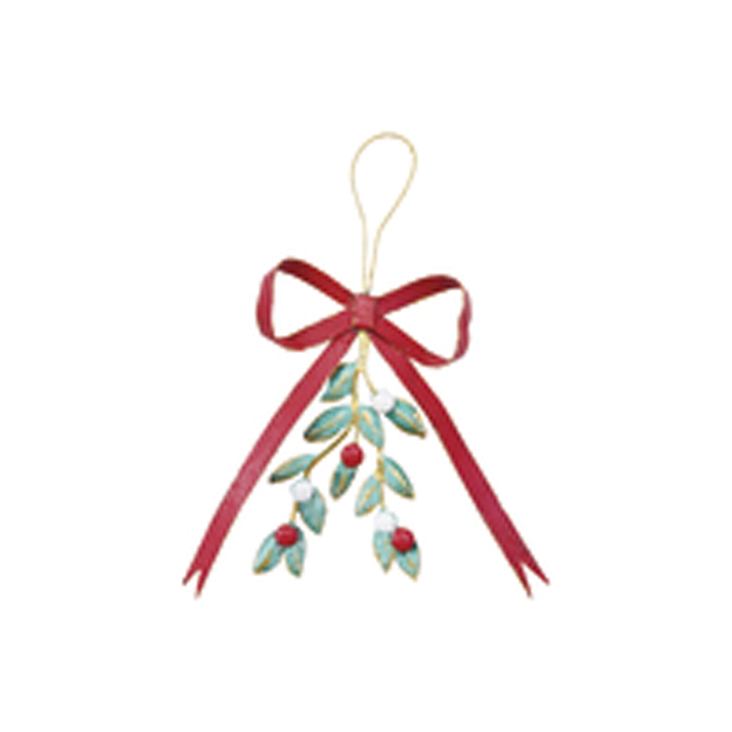 Hanging Metal Bow & Mistletoe Wall Décor, Distressed Finish ©