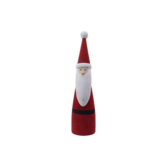 2-3/4" Round x 11"H Paulownia Wood Santa, Red & White