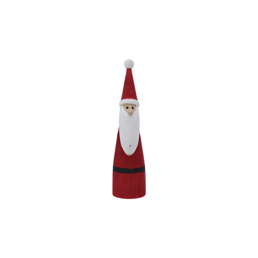 2" Round x 8"H Paulownia Wood Santa, Red & White