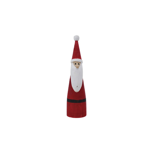 2" Round x 8"H Paulownia Wood Santa, Red & White