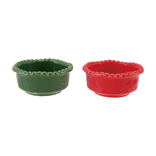 Stoneware Organic Shaped Bowl with Hobnail Rim