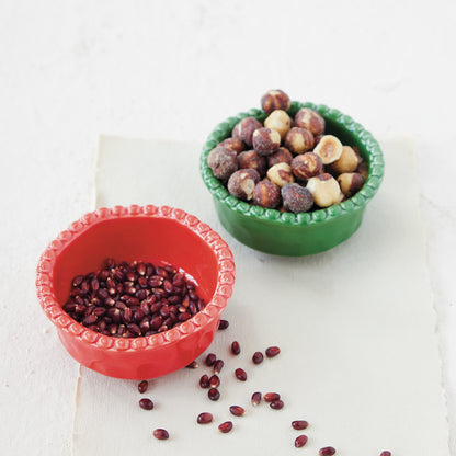 Stoneware Organic Shaped Bowl with Hobnail Rim