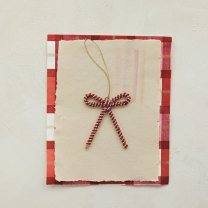 Glass Beaded Metal Bow Ornament
