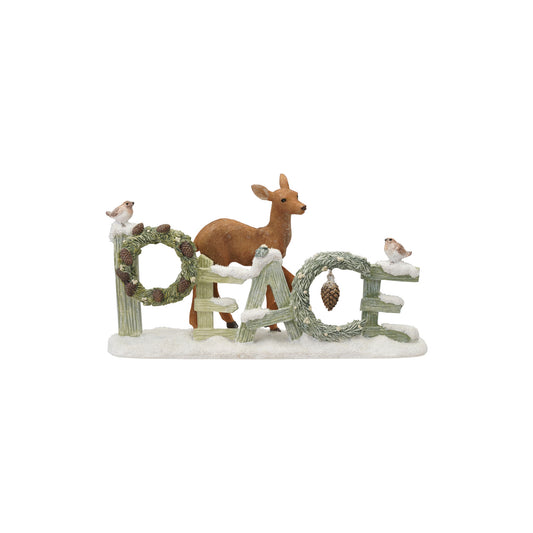 Resin Sign with Wreaths & Figures "Peace"